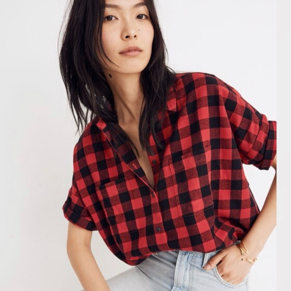 Madewell Buffalo Check SS Flannel Top